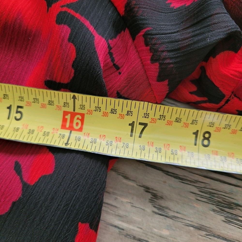 Calvin Klein Puff Sleeve Empire Waist Sheath Black Red Dress Women's Size 12 - Picture 10 of 10